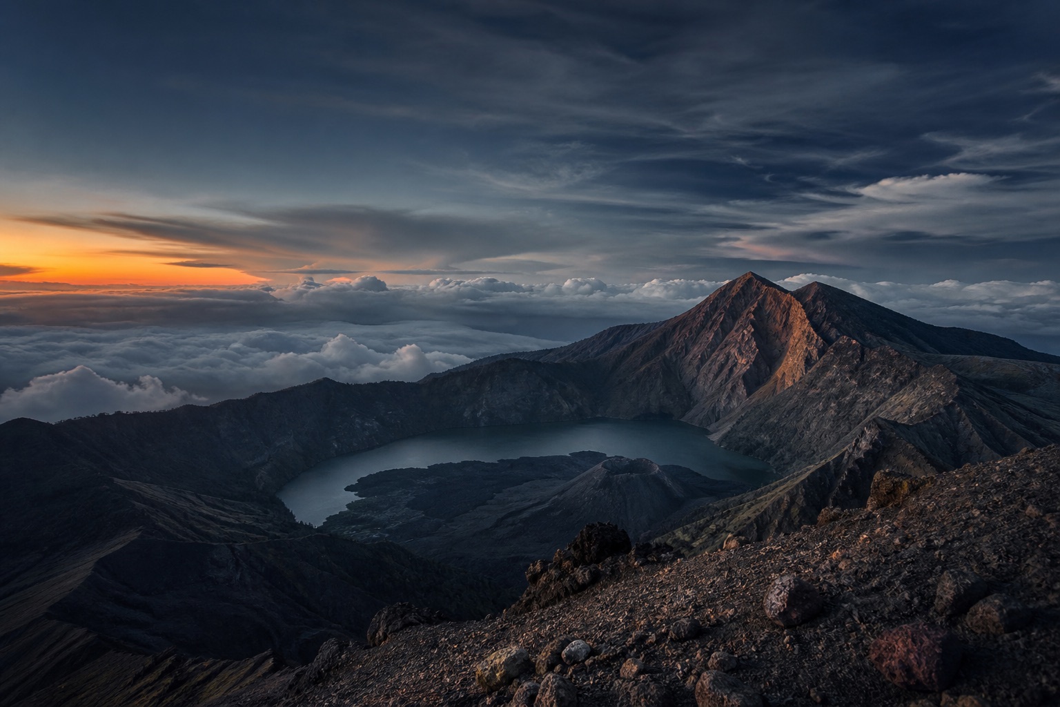 Mount Rinjani volcanic landscape in Lombok
